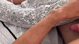 sharing bed day 1 with hot stepsis she moans don't cum inside but i creampie twice! 😈💦🔥