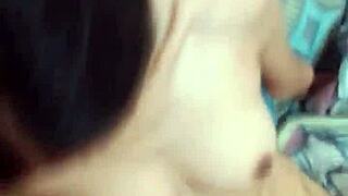 old man pounds petite 18yo doggystyle then blasts cum across her tiny tits