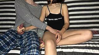 Stepbrother tricks me into handjob but his fingers make me shake with orgasm