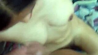 old man pounds petite 18yo doggystyle then blasts cum across her tiny tits