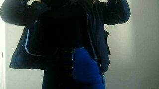 hot student dances teasingly stripping off jeans skirt in cute solo compilation