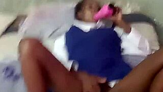 Black Student Toys Dripping Pussy With Pink Vibrator
