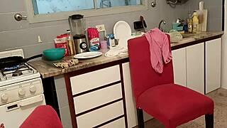 damn kitchen fuck with stepdad's huge cock pounding my tight 18+ pussy from behind cowgirl style