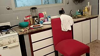 damn kitchen fuck with stepdad's huge cock pounding my tight 18+ pussy from behind cowgirl style