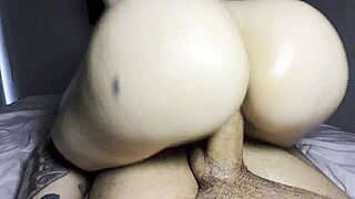 Oiled college slut bent over for intense doggystyle pounding on campus