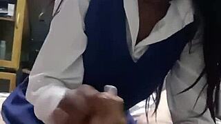 Hot Skinny Ebony Slut In Dress Sucks White Cock Balls Deep Interracial Girlfriend Style