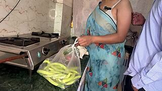 newlywed priya with huge boobs lets neighbor's bbc boy bend her over kitchen counter for raw pounding.