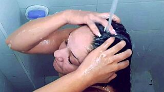 Stepsister showers unaware I'm filming her thick curves!