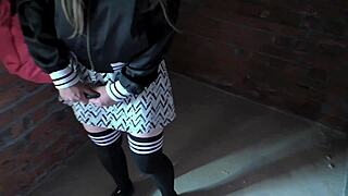 Student In Pantyhose Dress Smokes Sucks Stranger Dick In Abandoned House Creampie