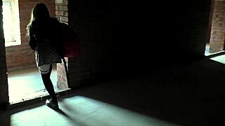 Student In Pantyhose Dress Smokes Sucks Stranger Dick In Abandoned House Creampie