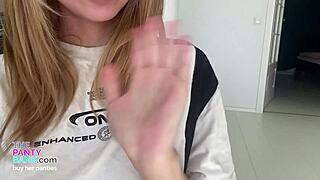Shy Stacked Teen Spreads Pink Pussy Wide with Horse Dildo in Panty Bank Tease