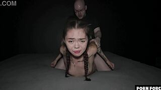 Petite Skinny Asian Teen Dripping Cum After Rough Doggystyle with Monster Cock