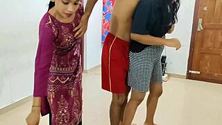 rahul sneaks friends wife and his wife home for wild dorm threesome pounding