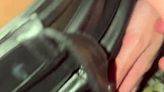 party slut flashes leather miniskirt thong no phone rotate needed