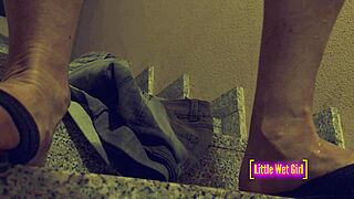 i soaked shorts and panties pissing desperately on stairs...