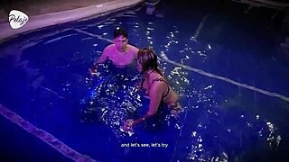 MERMAN LICKS MERMAID FRIEND'S PUSSY then she SUCKS OUT ALL HIS CUM poolside