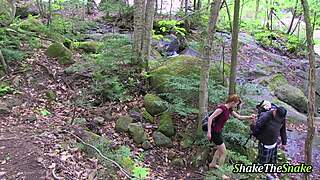 petite babe shakes snake monster cock nailed outdoor waterfall tight pussy