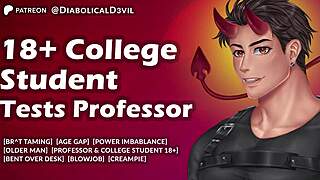 College student teases professor over desk leading to spanking discipline and dirty moans