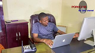 Horny ebony college student's big ass and clit spread wide for lecturer's office sex closeup