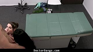 patient gets wet for doctor's special threesome medicine pounding!