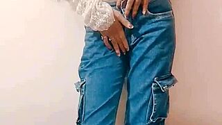 Hot slim indian girl plays with her boobs and pussy