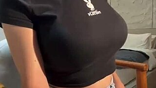 stepmom shows her nipples in the bathroom during massage