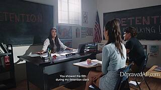 Freaky students fuck right in front of teacher