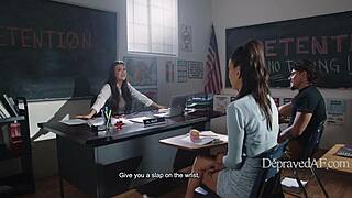 Freaky students fuck right in front of teacher