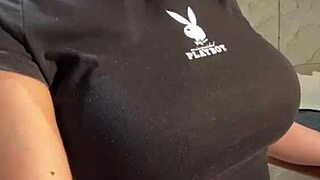 stepmom shows her nipples in the bathroom during massage