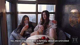 Brought food order and fucked two petite girls hard