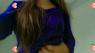 Horny babe teases belly with naughty cum fetish