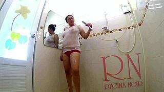 I remove my wet clothes and enjoy myself in the shower