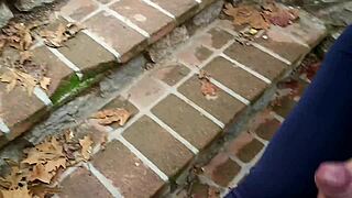 Risky blowjob in the street public park
