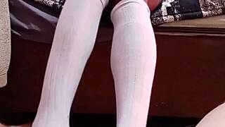 Naked Student In White Socks Gives Teacher Shoe Job