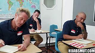 two busty blondes pin him and ride his cock hard