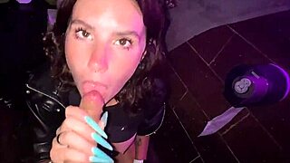 naughty nightclub quickie blowjob in the club bathroom