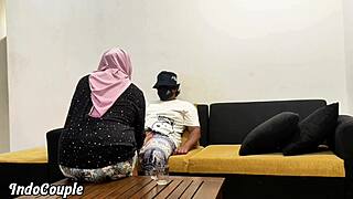 Muslim hijab wife alone at home watching porn suddenly enter step brother blowjob and extremely fucking in different positions