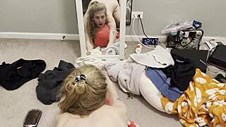 College slut deepthroats and creams all over