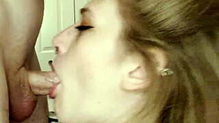 blonde college slut swallows and gags on dick