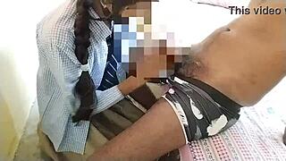 Indian college girlfriend sucks cock then gets fucked hard