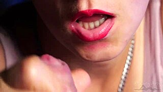 High quality blowjob close up cumshot on cheek xsanyany