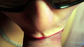High quality blowjob close up cumshot on cheek xsanyany
