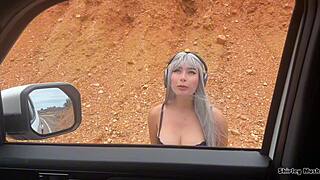 busty punk babe asks for a ride outdoors
