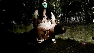 Taiwanese shemale masturbates exposed outdoors feeling excited