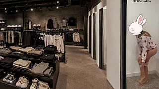 Public teen fuck in clothing store and casting