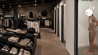 Public teen fuck in clothing store and casting
