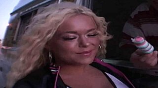 Blonde cheerleader gets her pussy fucked for ice cream