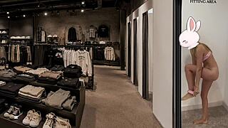 Public teen fuck in clothing store and casting