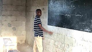 class teacher teaches student biology with monster cock
