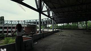 urbex date turns into sneaky public sex with hot brunette